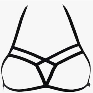 Lace bra body harness strappy stretch band lingerie sexy goth ring fetish new